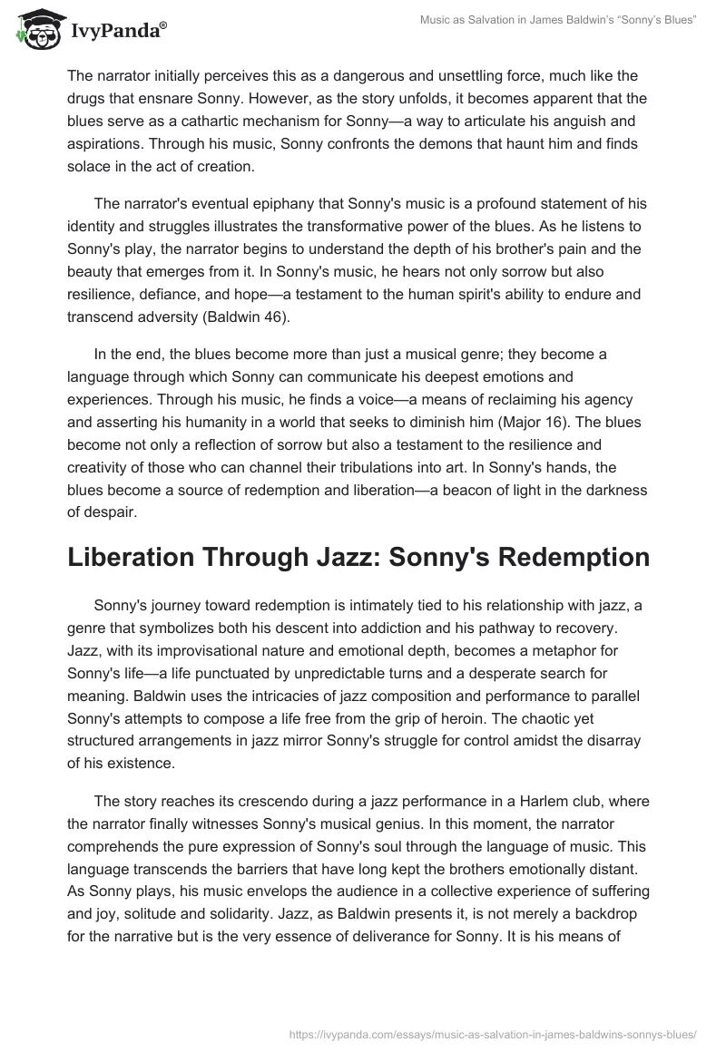 Music as Salvation in James Baldwin’s “Sonny’s Blues”. Page 2