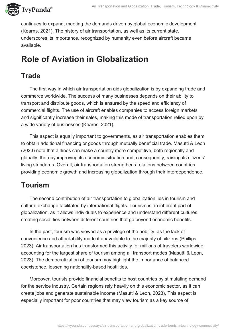 Air Transportation and Globalization: Trade, Tourism, Technology & Connectivity. Page 2