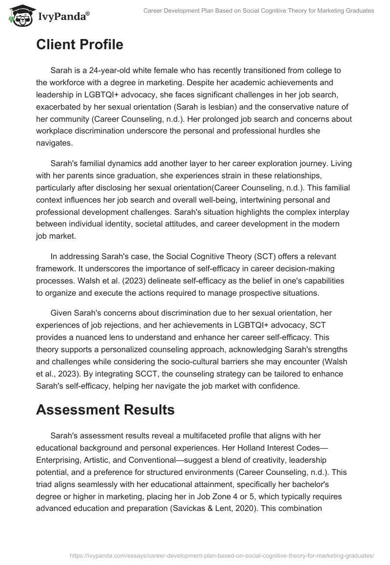 Career Development Plan Based on Social Cognitive Theory for Marketing Graduates. Page 2