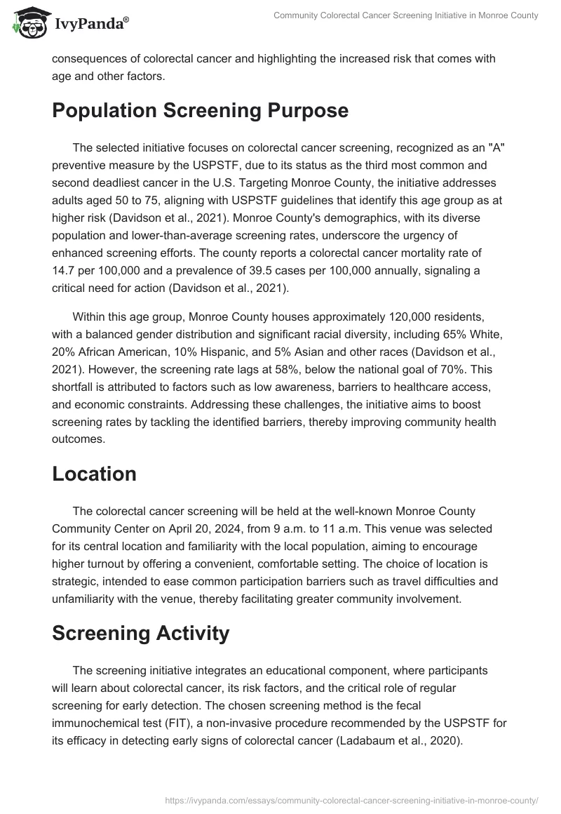 Community Colorectal Cancer Screening Initiative in Monroe County. Page 2