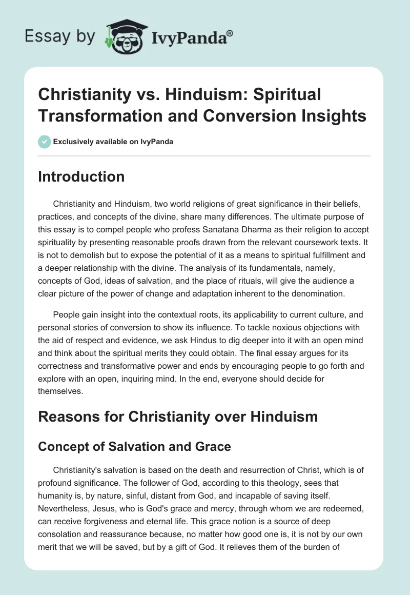 Christianity vs. Hinduism: Spiritual Transformation and Conversion Insights. Page 1