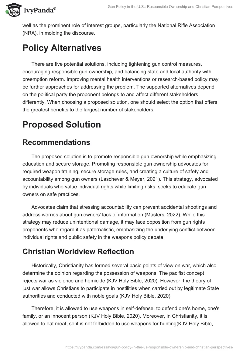 Gun Policy in the U.S.: Responsible Ownership and Christian Perspectives. Page 2