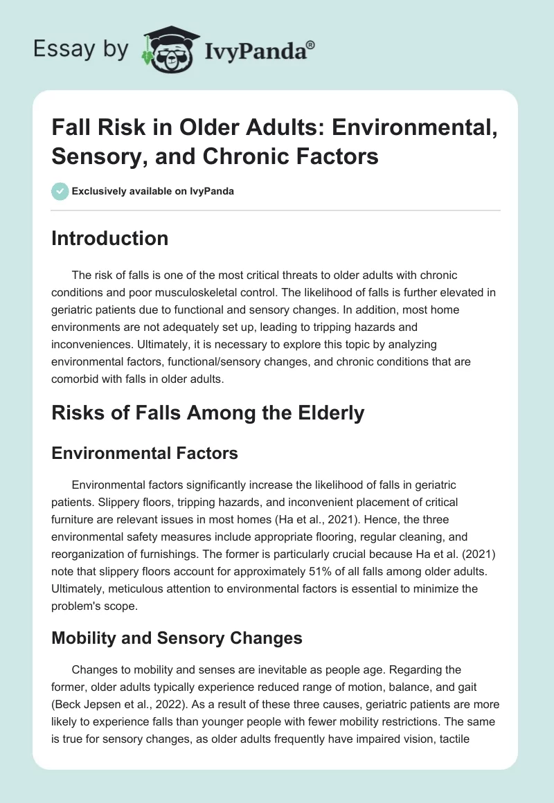 Fall Risk in Older Adults: Environmental, Sensory, and Chronic Factors. Page 1