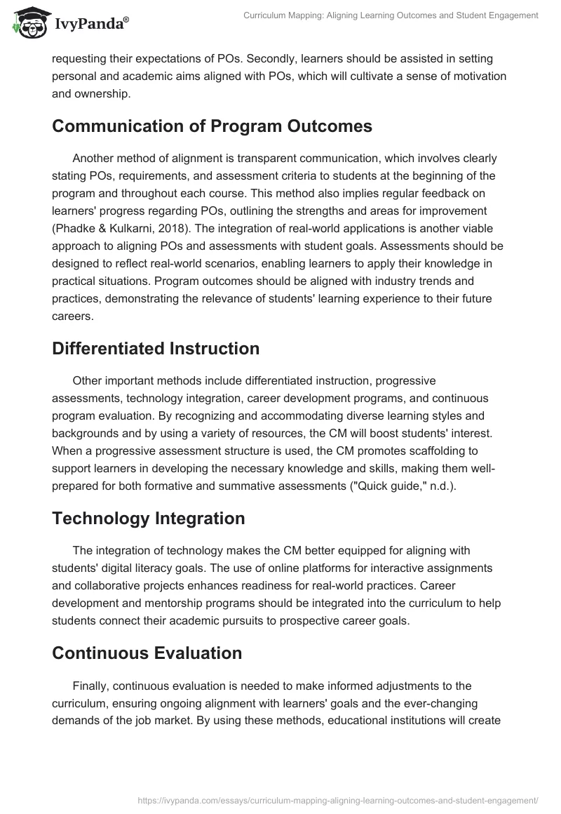 Curriculum Mapping: Aligning Learning Outcomes and Student Engagement. Page 2