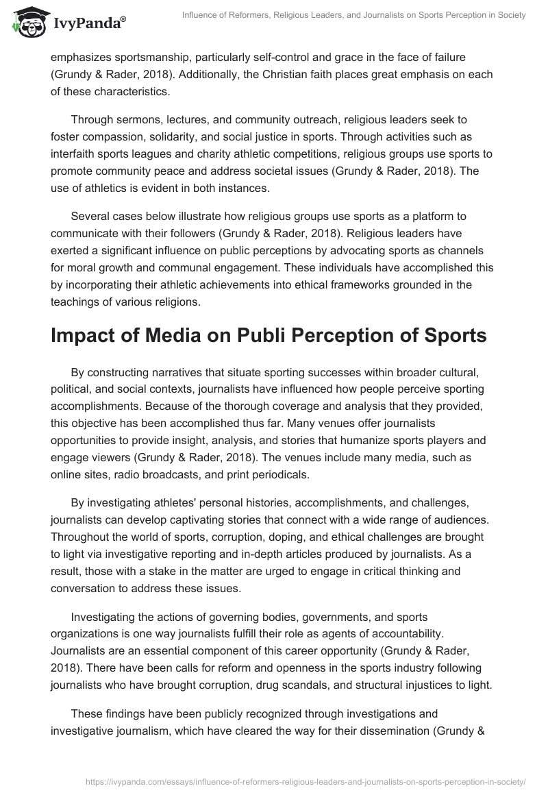 Influence of Reformers, Religious Leaders, and Journalists on Sports Perception in Society. Page 2