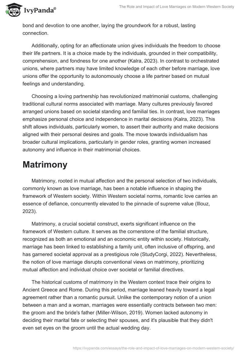 The Role and Impact of Love Marriages on Modern Western Society. Page 2