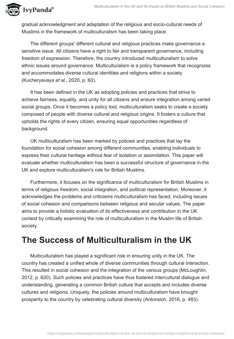 Multiculturalism in the UK and Its Impact on British Muslims and Social Cohesion. Page 2