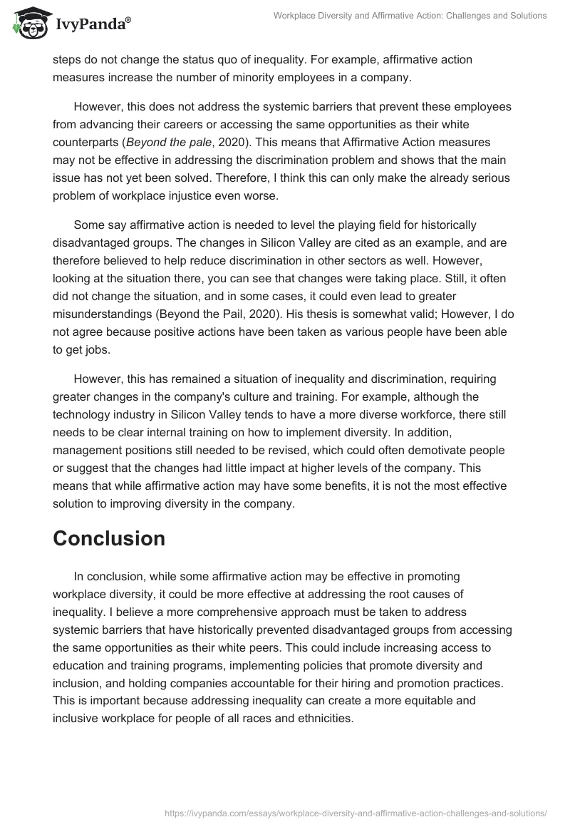 Workplace Diversity and Affirmative Action: Challenges and Solutions. Page 2