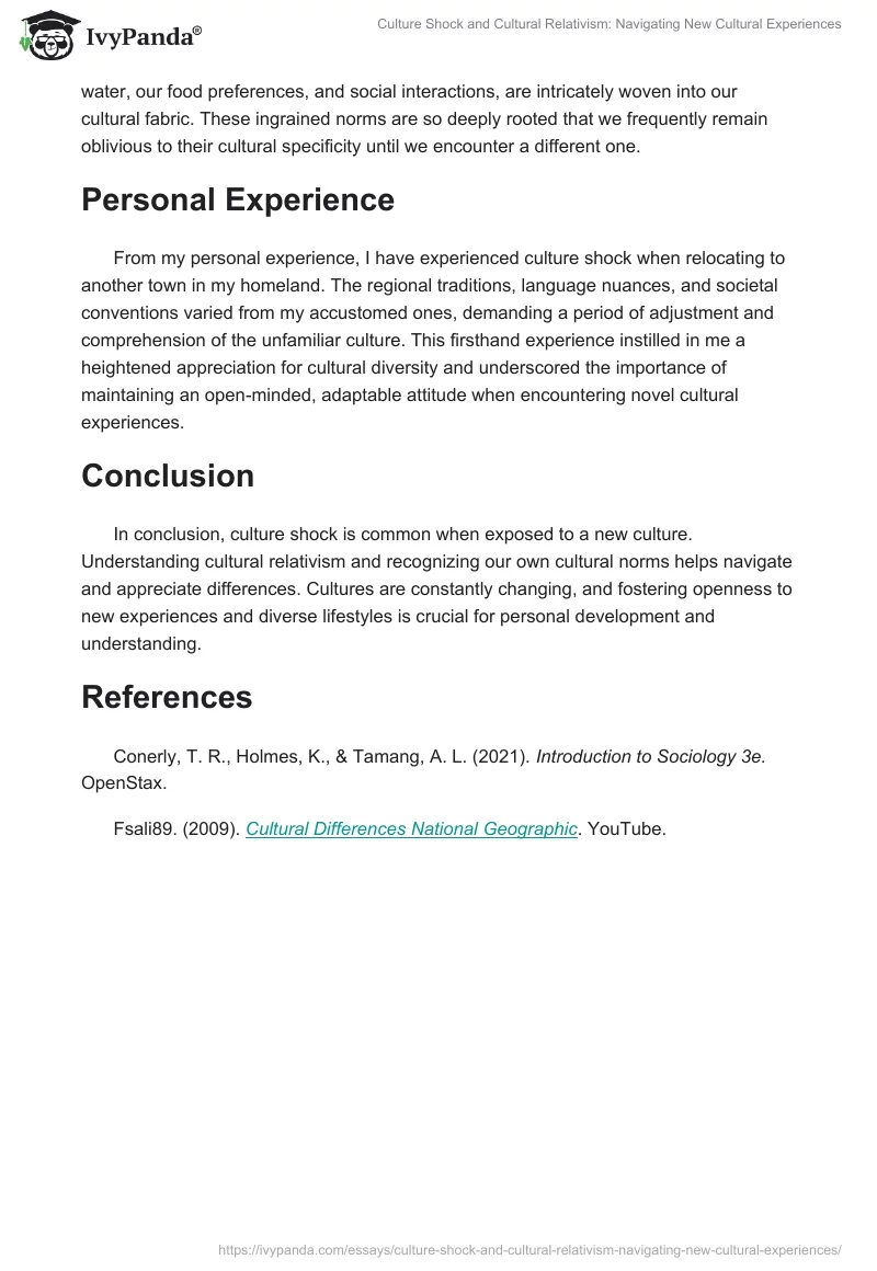 Culture Shock and Cultural Relativism: Navigating New Cultural Experiences. Page 2