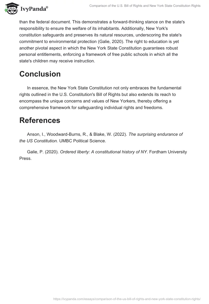 Comparison of the U.S. Bill of Rights and New York State Constitution Rights. Page 2