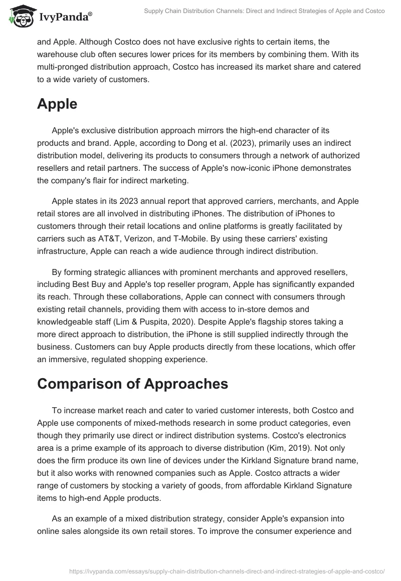 Supply Chain Distribution Channels: Direct and Indirect Strategies of Apple and Costco. Page 2