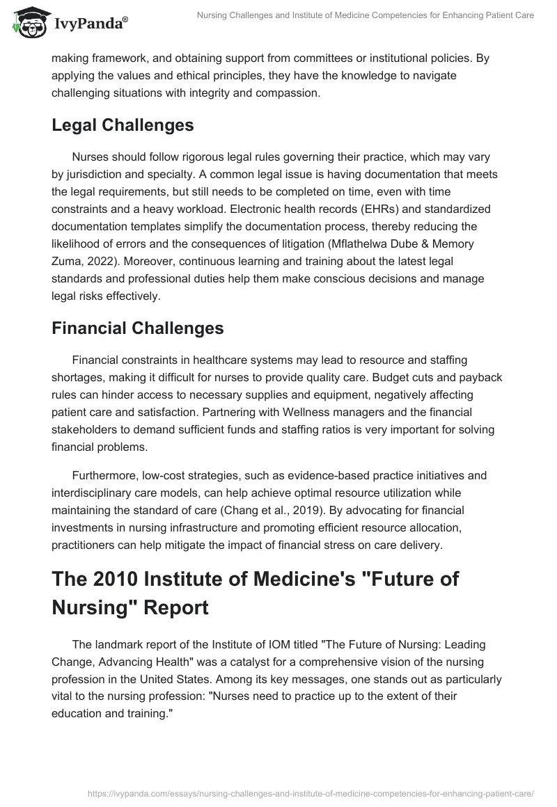 Nursing Challenges and Institute of Medicine Competencies for Enhancing Patient Care. Page 2