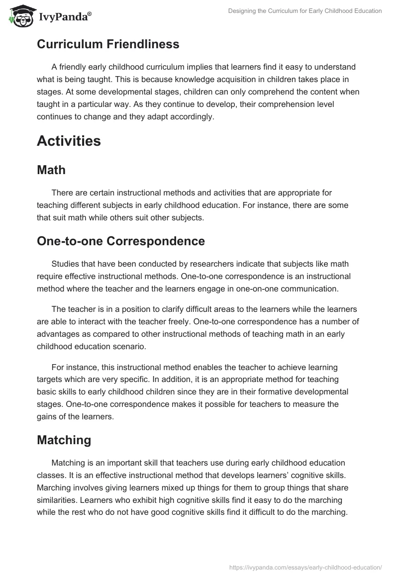 Designing the Curriculum for Early Childhood Education. Page 4