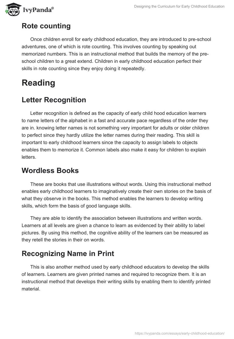 Designing the Curriculum for Early Childhood Education. Page 5