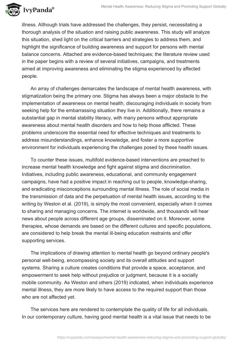 Mental Health Awareness: Reducing Stigma and Promoting Support Globally. Page 2