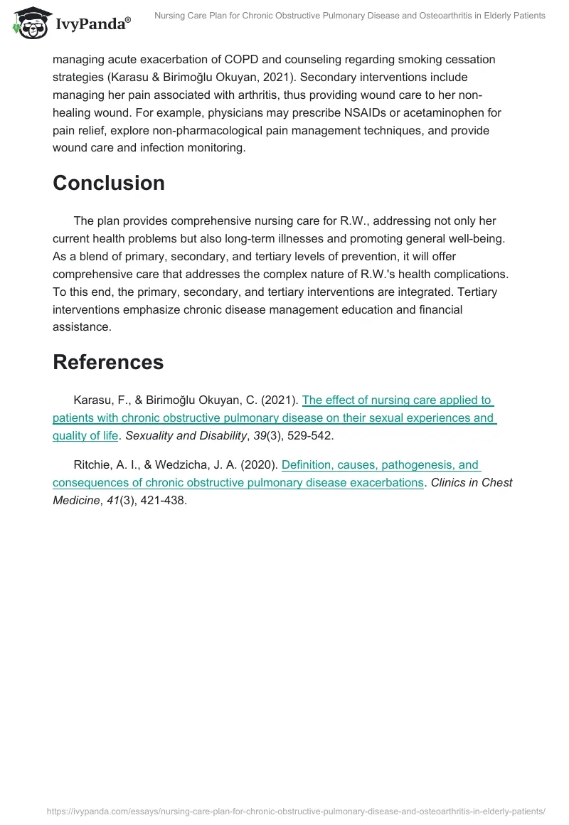 Nursing Care Plan for Chronic Obstructive Pulmonary Disease and Osteoarthritis in Elderly Patients. Page 2