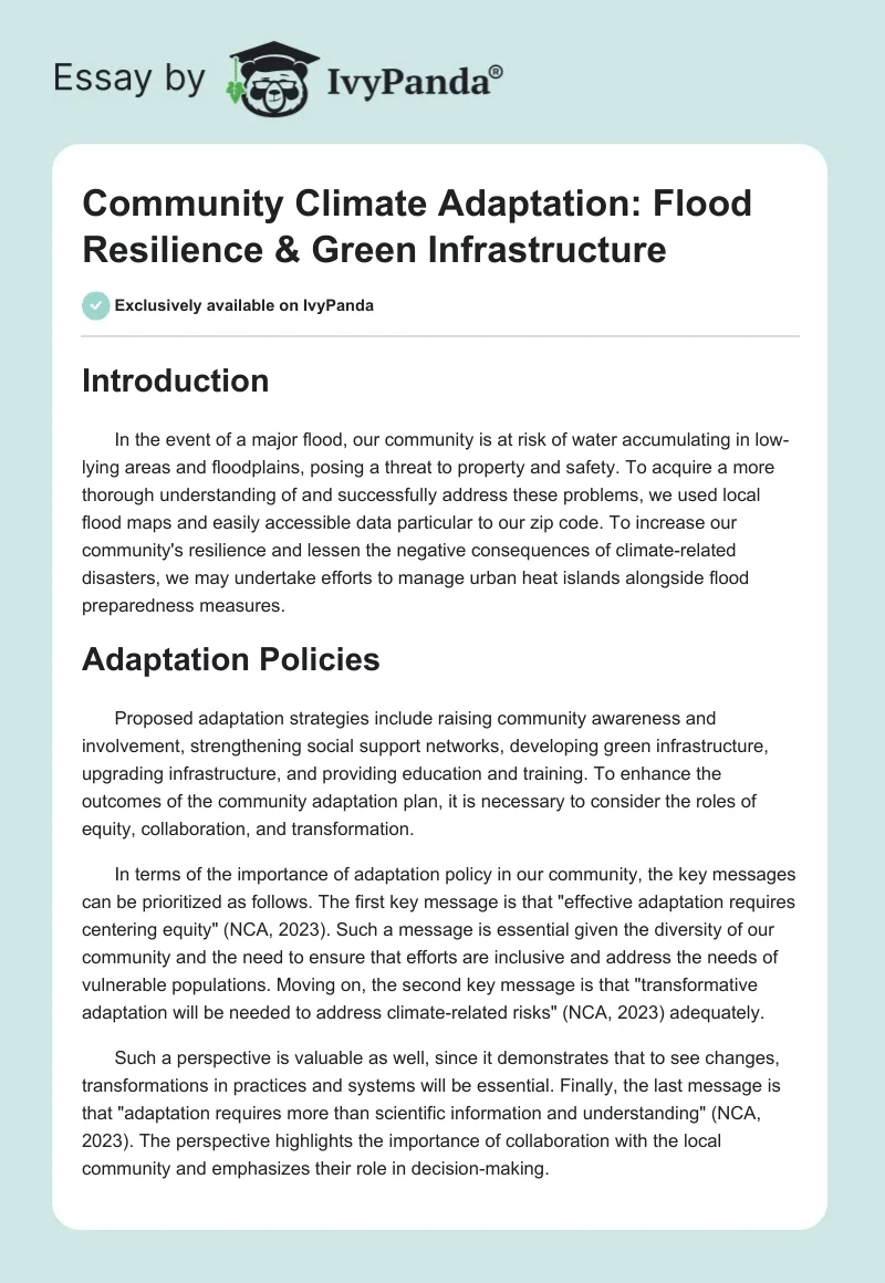 Community Climate Adaptation: Flood Resilience & Green Infrastructure. Page 1
