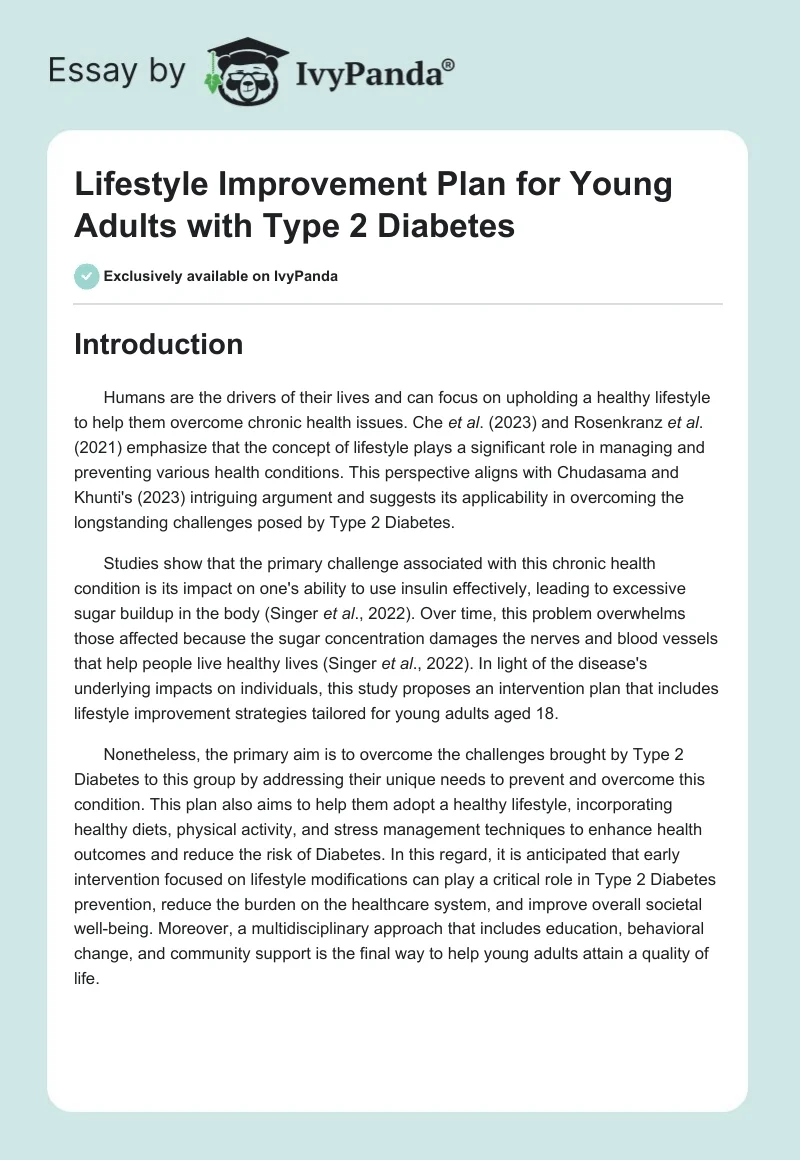 Lifestyle Improvement Plan for Young Adults with Type 2 Diabetes. Page 1