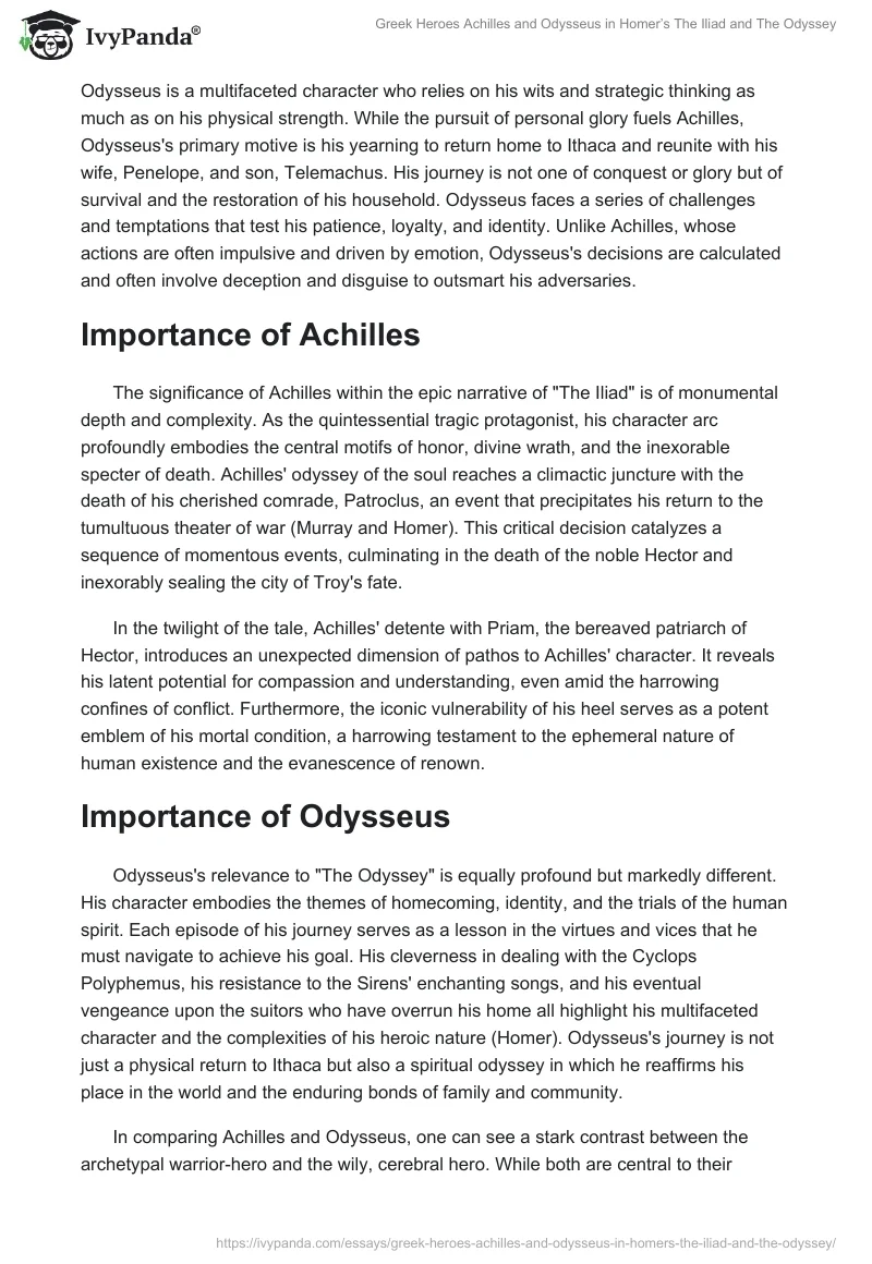 Greek Heroes Achilles and Odysseus in Homer’s The Iliad and The Odyssey. Page 2