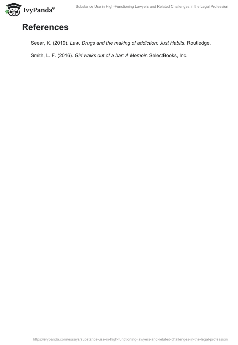 Substance Use in High-Functioning Lawyers and Related Challenges in the Legal Profession. Page 2