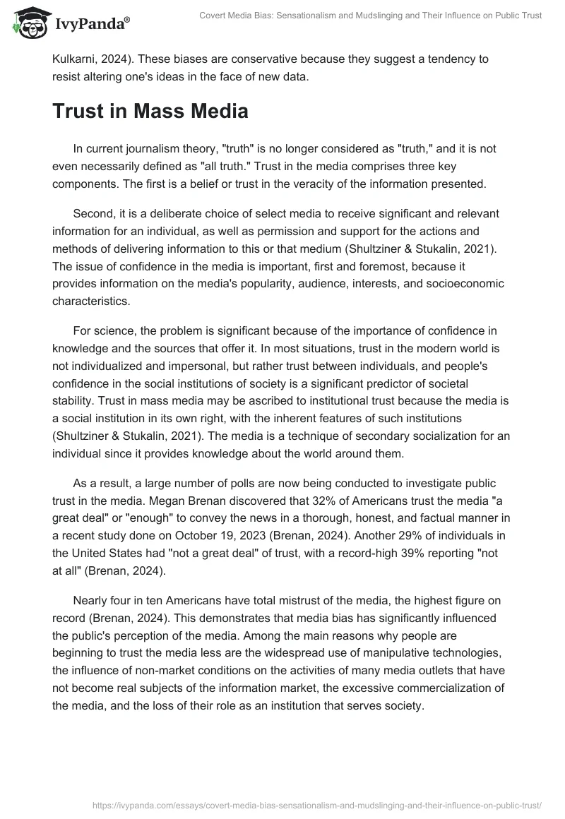 Covert Media Bias: Sensationalism and Mudslinging and Their Influence on Public Trust. Page 2