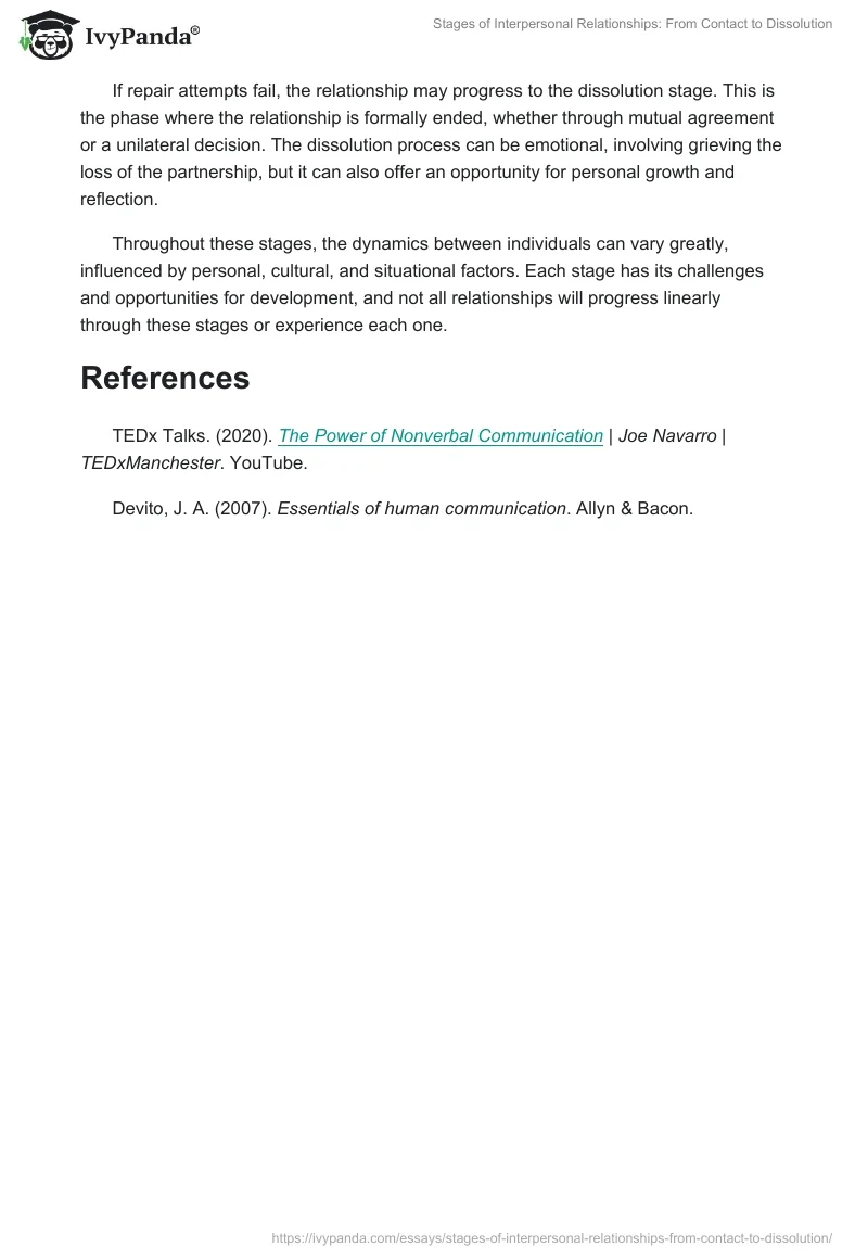 Stages of Interpersonal Relationships: From Contact to Dissolution. Page 2