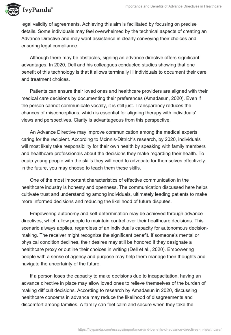 Importance and Benefits of Advance Directives in Healthcare. Page 2