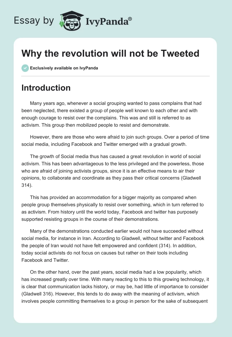 Why the revolution will not be Tweeted. Page 1