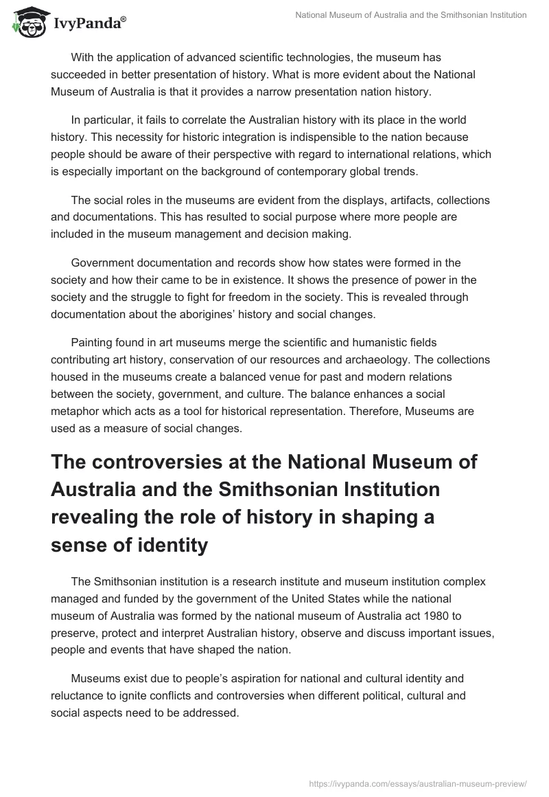 National Museum of Australia and the Smithsonian Institution. Page 3