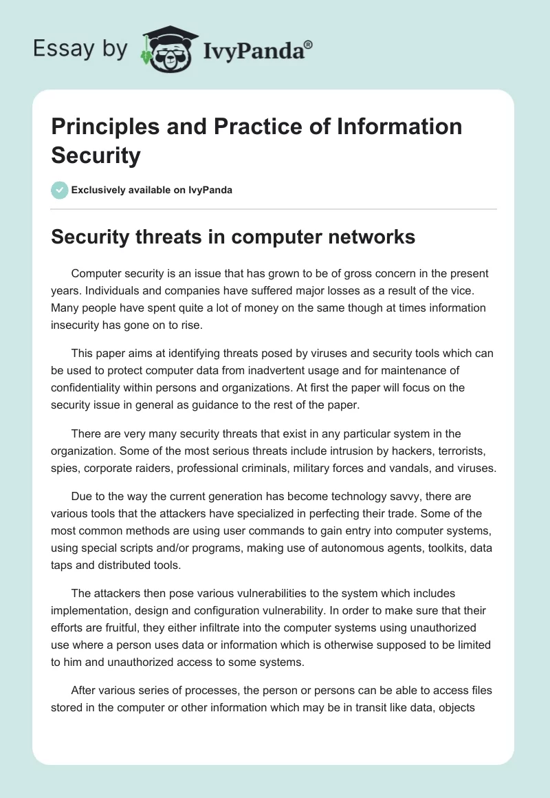 Principles and Practice of Information Security. Page 1