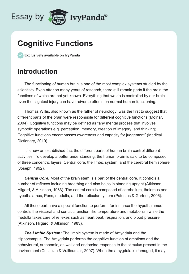 Cognitive Functions. Page 1