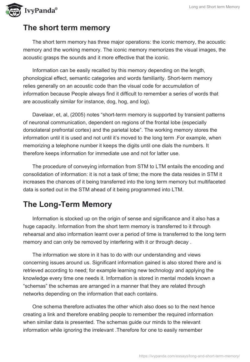 Long and Short Term Memory. Page 2