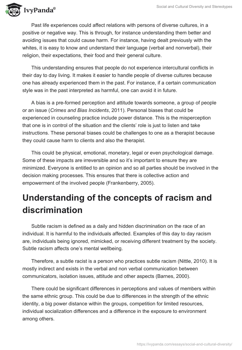 Social and Cultural Diversity and Stereotypes. Page 3