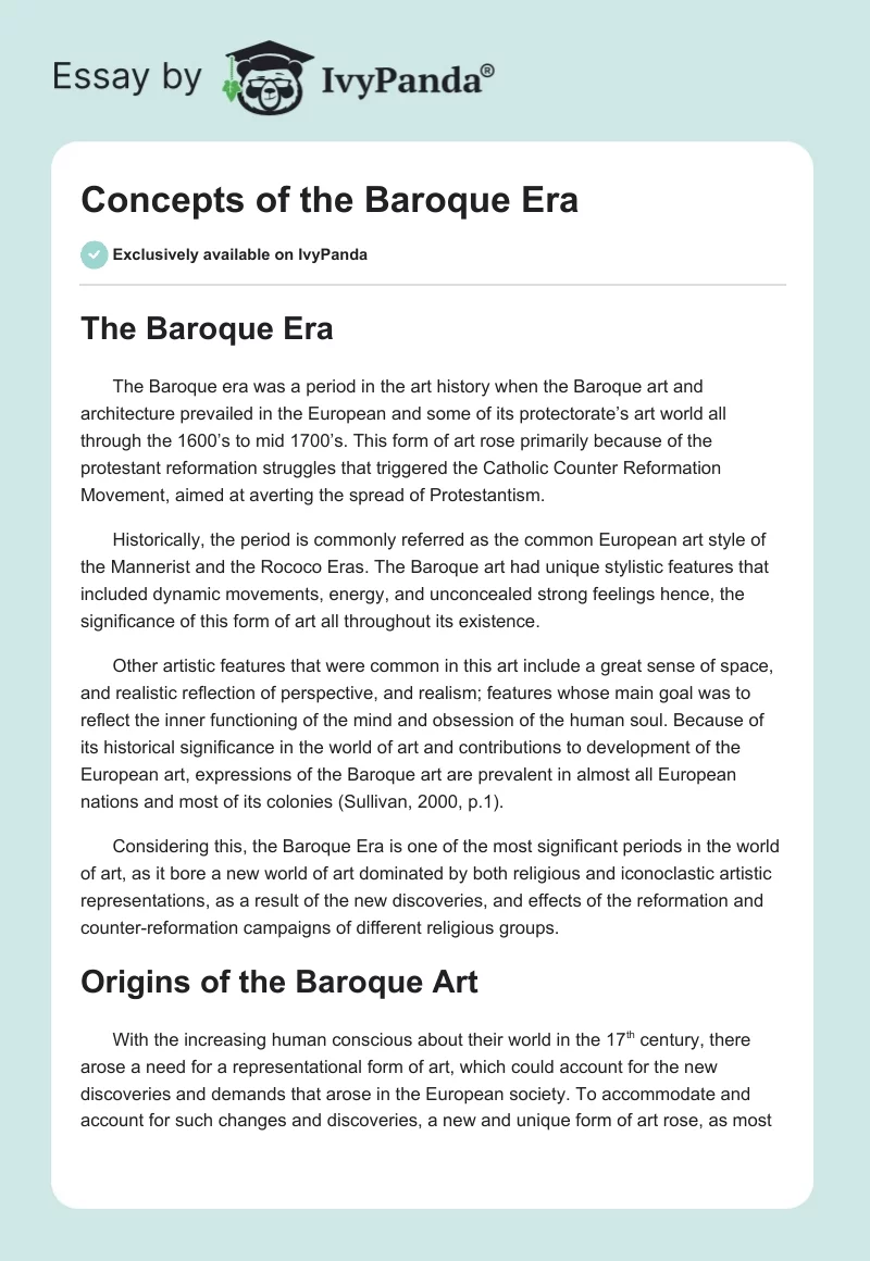 Concepts of the Baroque Era. Page 1