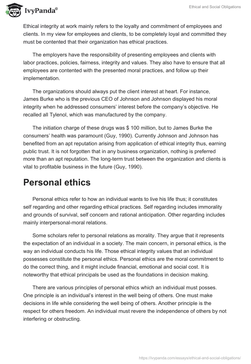 Ethical and Social Obligations. Page 2