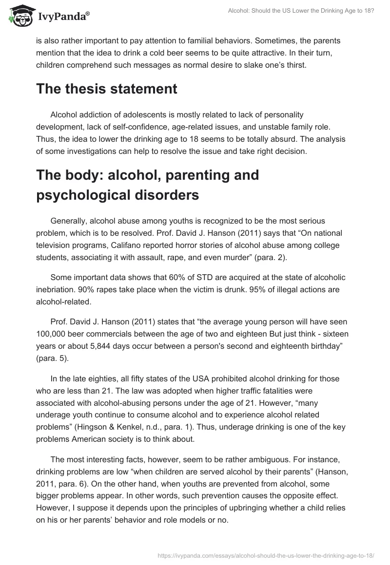 Alcohol: Should the US Lower the Drinking Age to 18?. Page 2