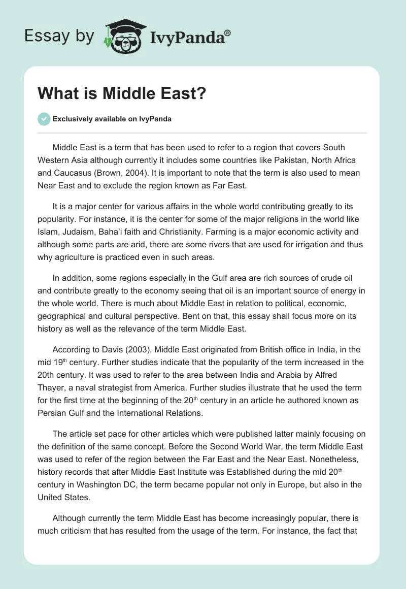 What is Middle East?. Page 1