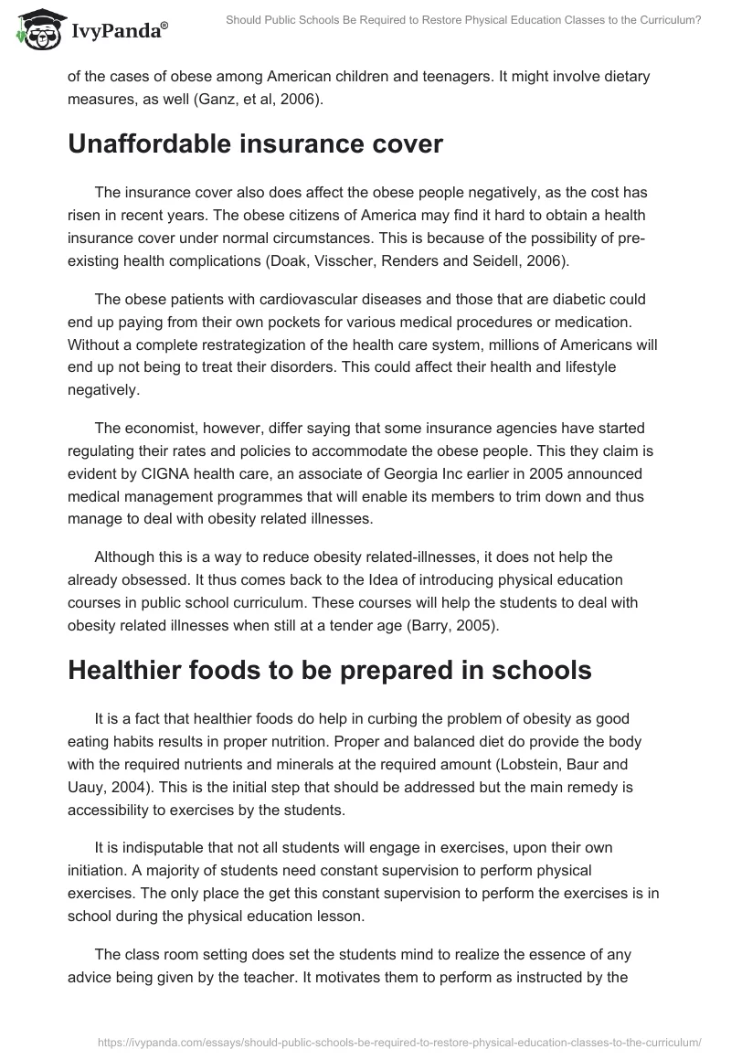 Should Public Schools Be Required to Restore Physical Education Classes to the Curriculum?. Page 5