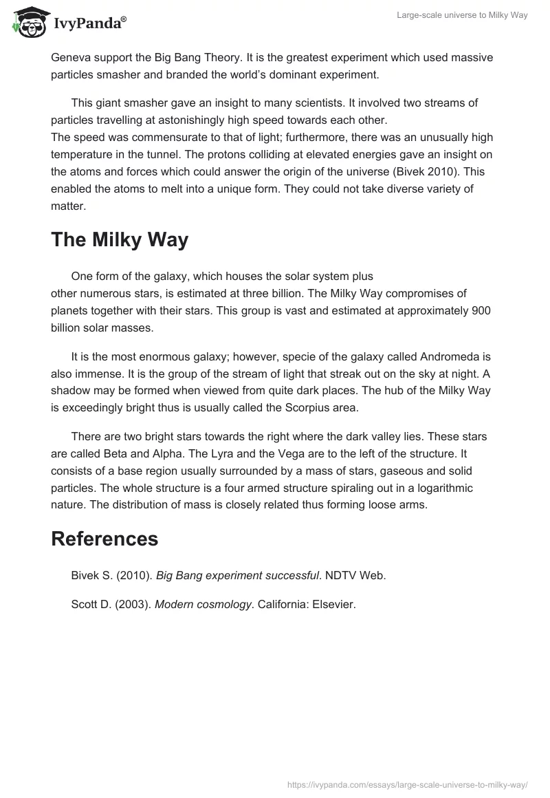 Large-scale universe to Milky Way. Page 2