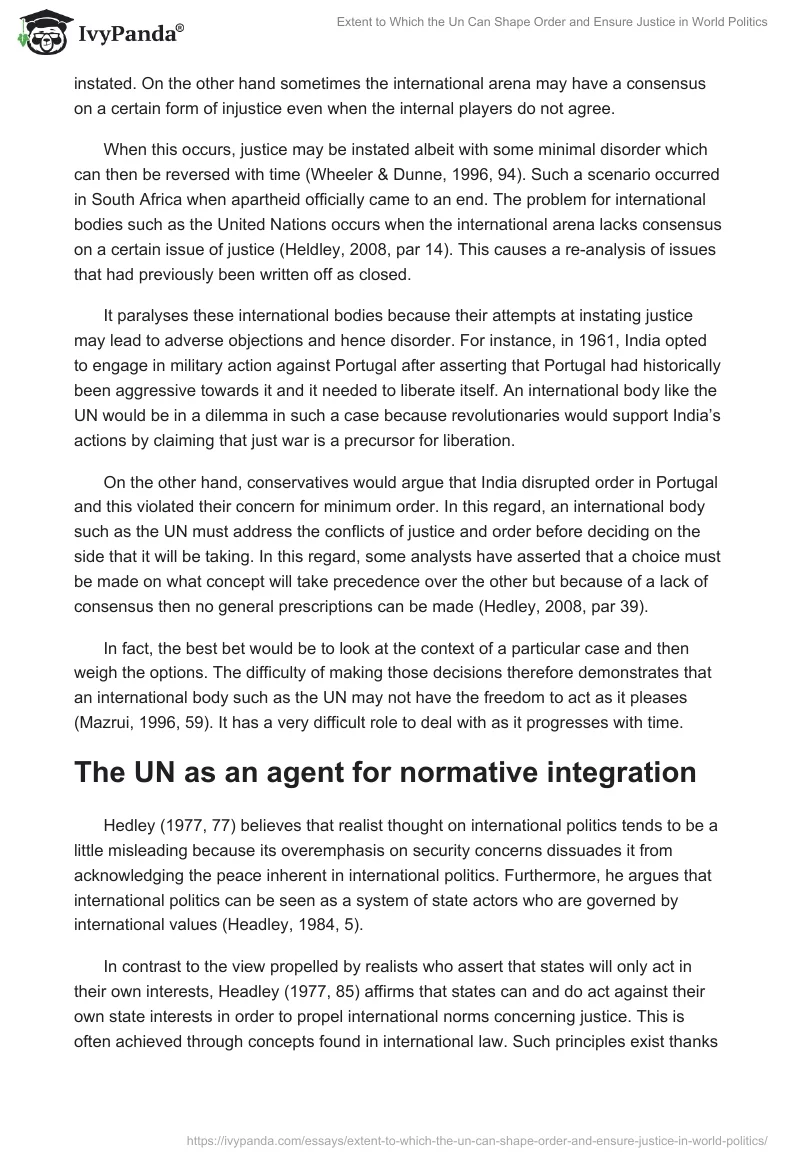 Extent to Which the UN Can Shape Order and Ensure Justice in World Politics. Page 2