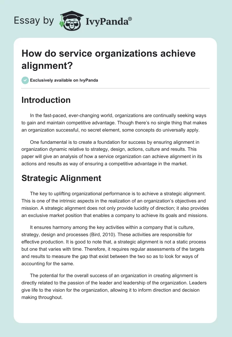 How do service organizations achieve alignment?. Page 1