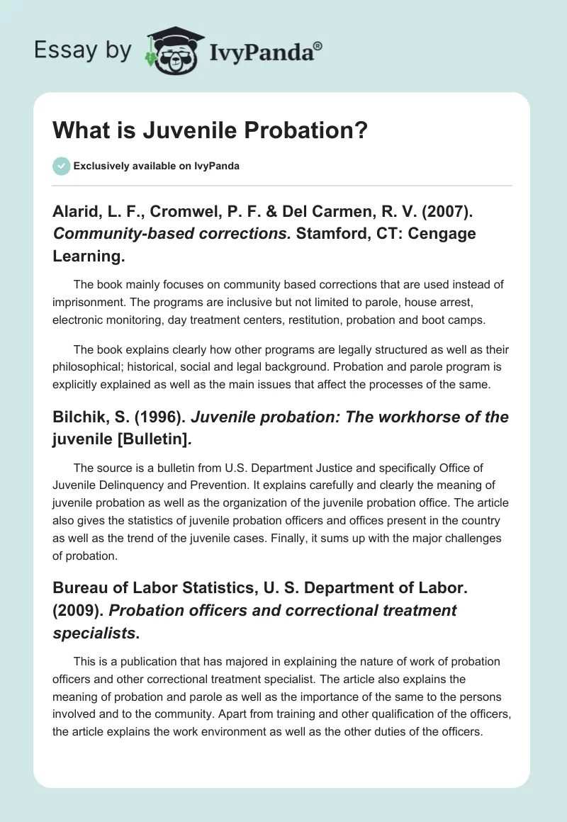What is Juvenile Probation?. Page 1