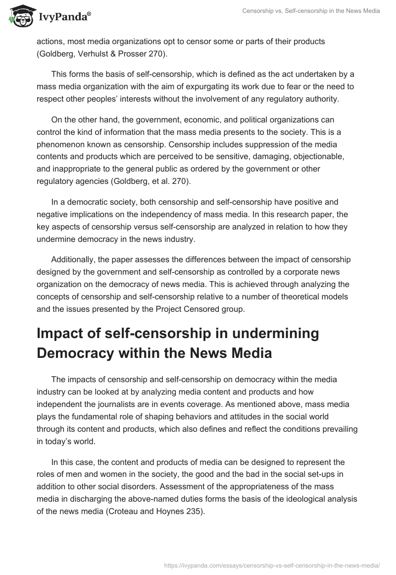 Censorship vs. Self-censorship in the News Media. Page 2