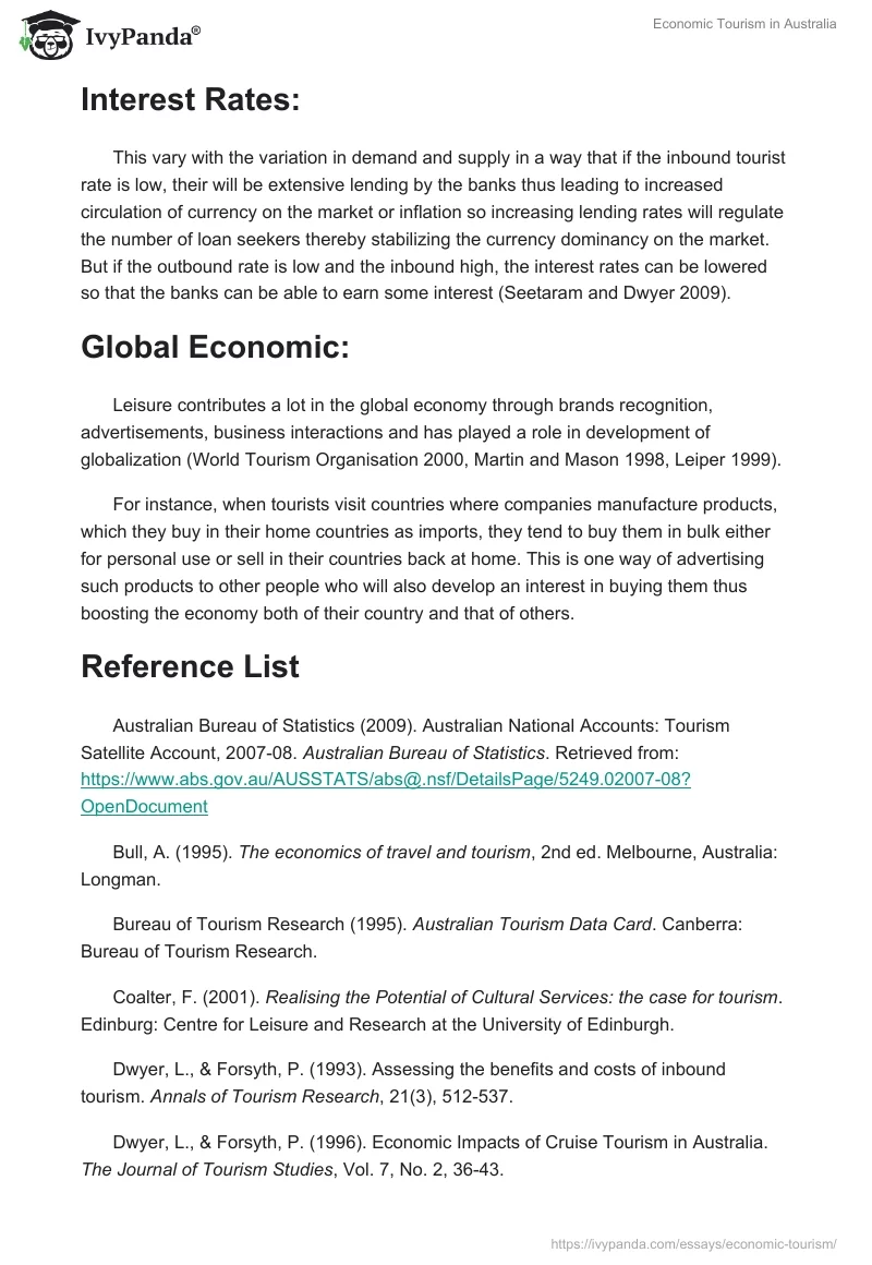 Economic Tourism in Australia. Page 3