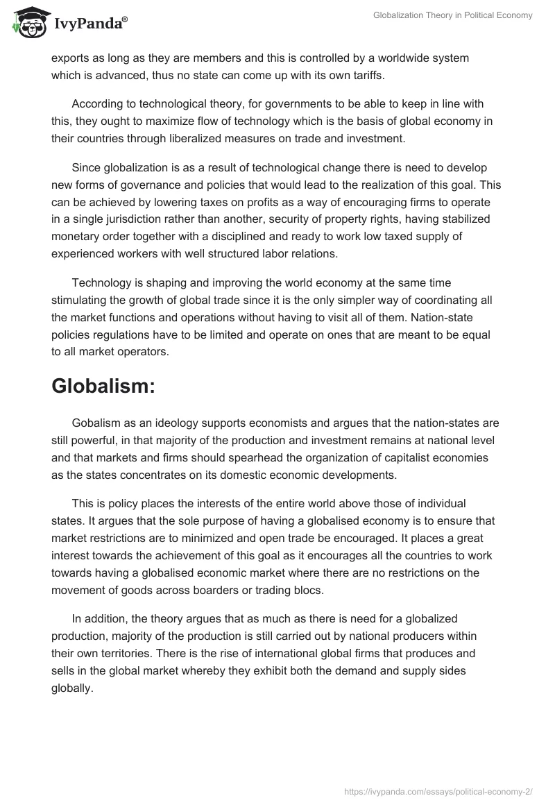 Globalization Theory in Political Economy. Page 2