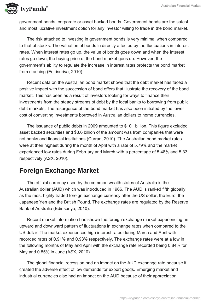Australian Financial Market. Page 5