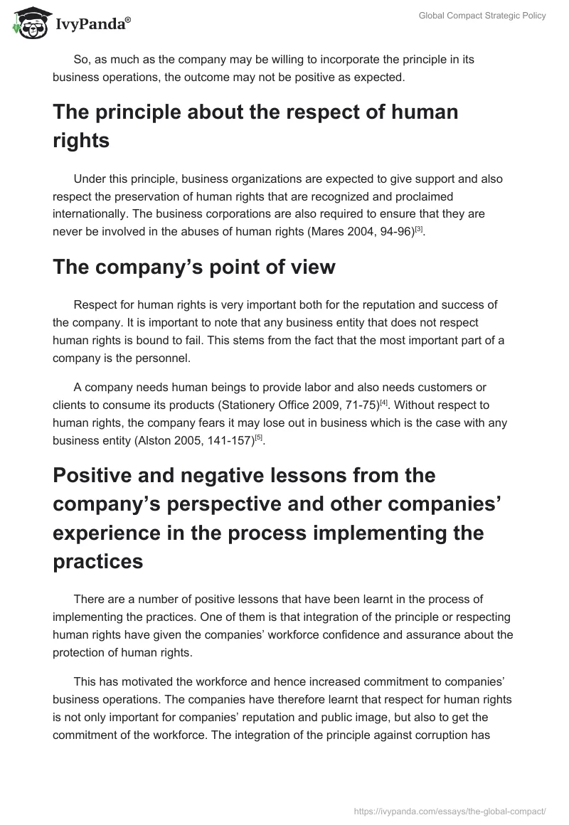 Global Compact Strategic Policy. Page 2