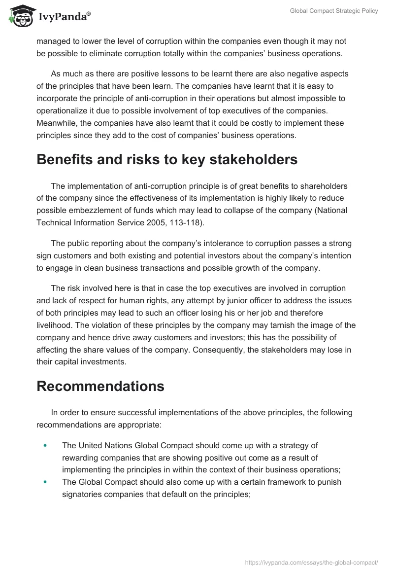 Global Compact Strategic Policy. Page 3