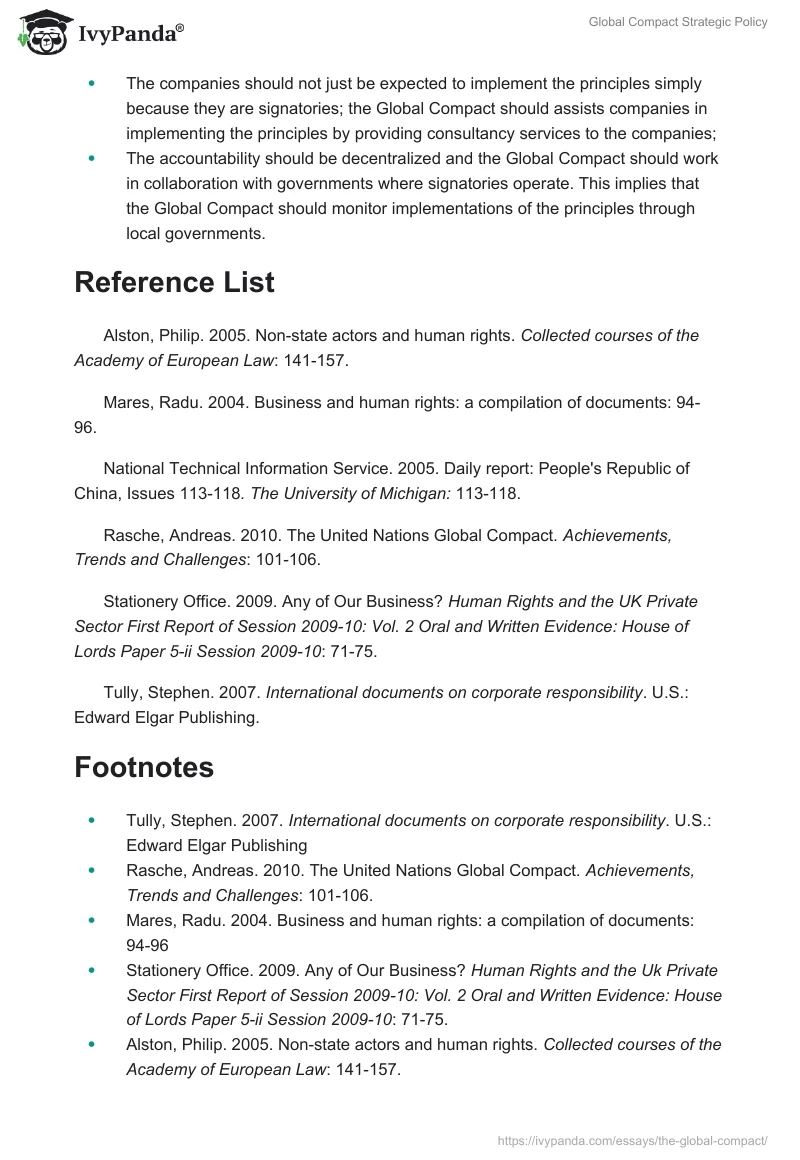 Global Compact Strategic Policy. Page 4