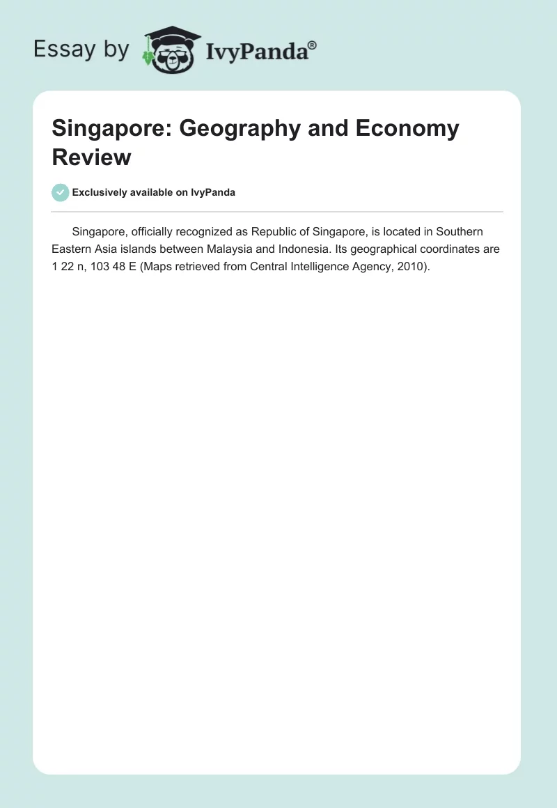 Singapore: Geography and Economy Review. Page 1